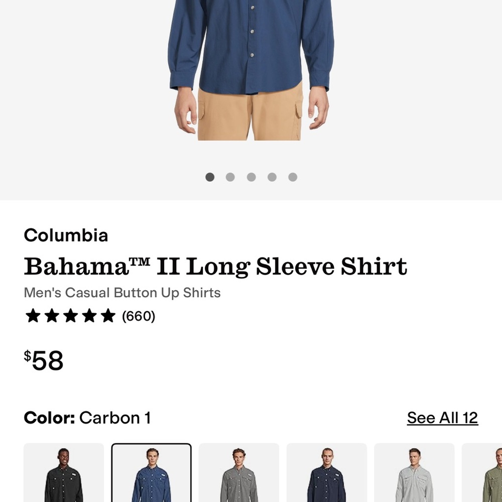 Columbia PFG Navy Button-Up Shirt